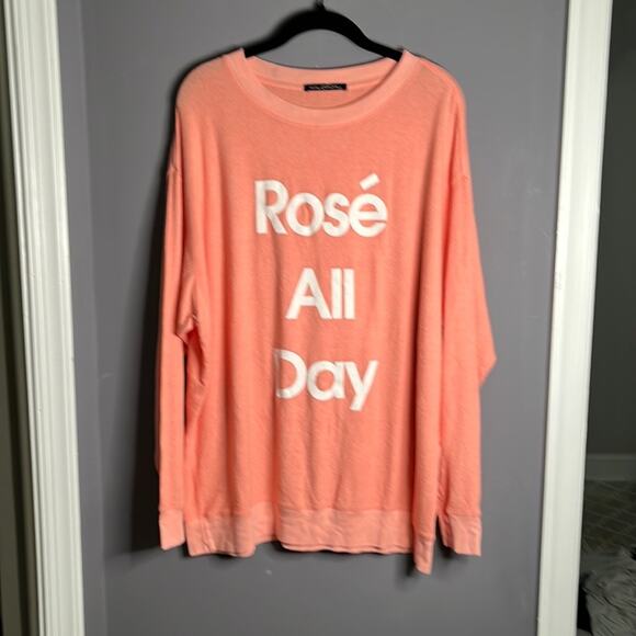 Wildfox Pink Long Sleeve Crewneck Sweatshirt Rose All Day Graphic Size XS - Picture 9 of 9